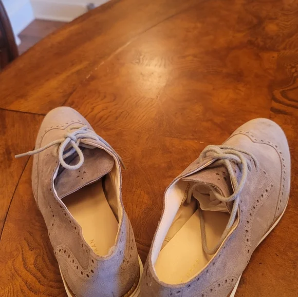 Cole Haan Gray White Suede Wing Tip Lace Ups Shoes Oxfords Size 9 - Picture 2 of 7